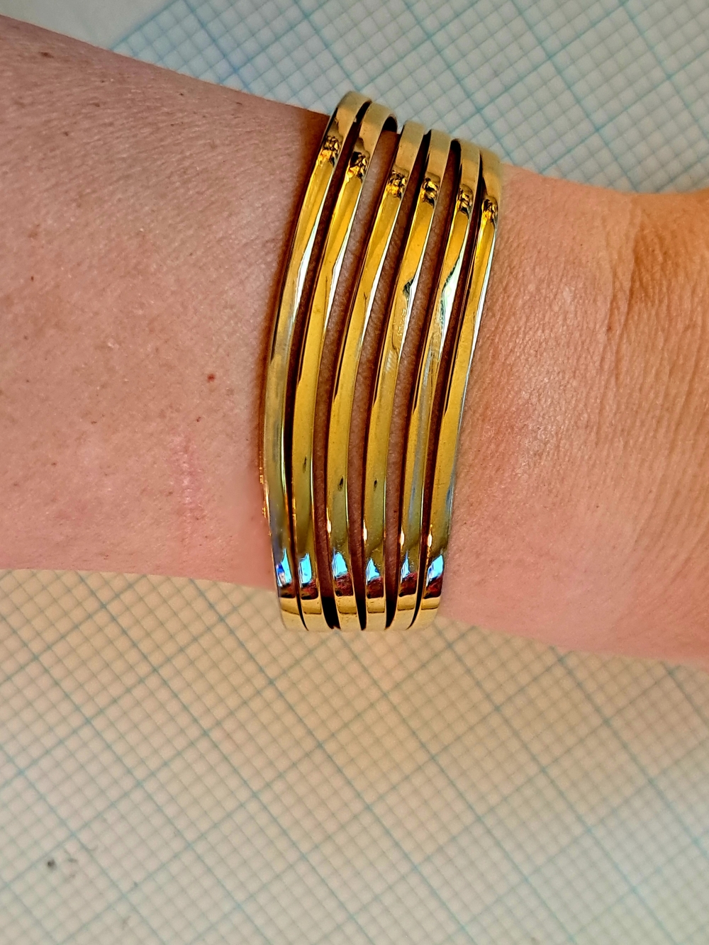 Gold Tone Multi-Band Cuff Bracelet - Women Jewelry